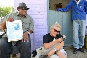 Boet Claassen, Spotty's owner, with PADS volunteer Toni Younghusband and Spotty